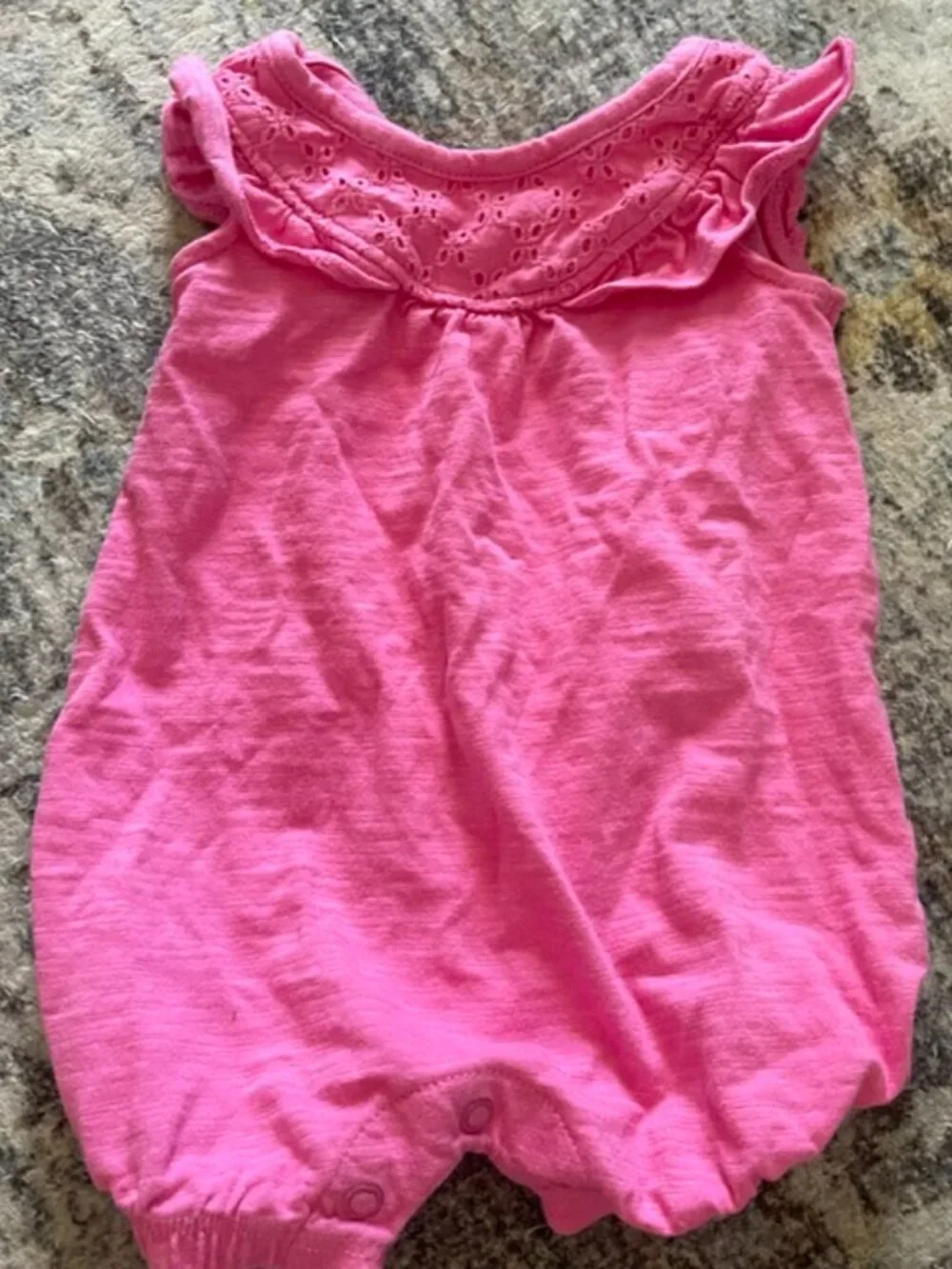 Lot of 3 Carter's Baby Girl 0-3 Month Romper Pink Orange Floral Flowers EUC